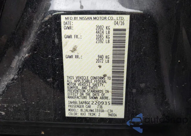 1N4BL3AP8GC220935: 44414570