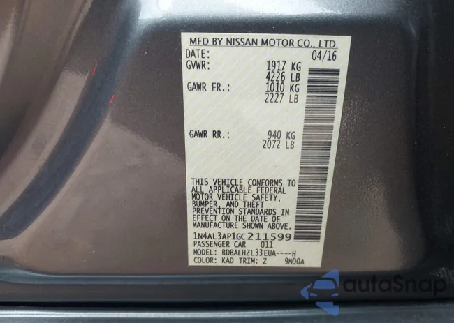 1N4AL3AP1GC211599: 44415851