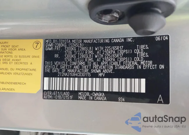 2T2HA31U84C030115: 44415877