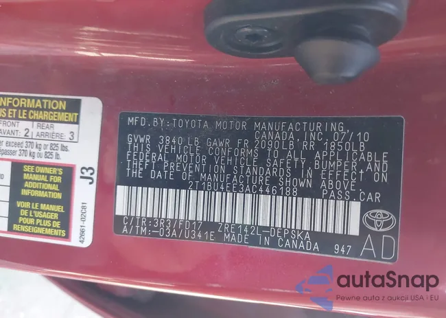 2T1BU4EE3AC446188: 44415925