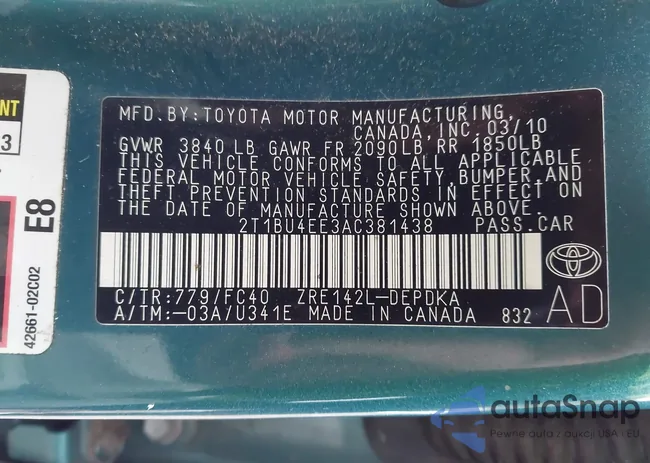 2T1BU4EE3AC381438: 44415951