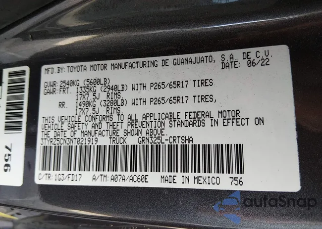 3TYRZ5CN3NT021919: 44416086