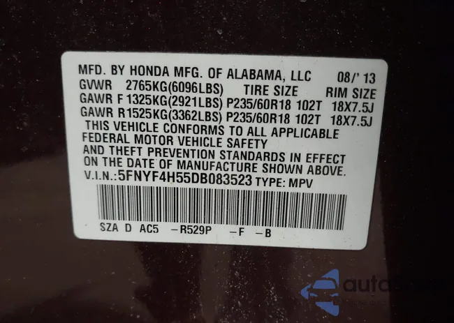 5FNYF4H55DB083523: 44416156