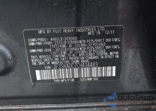 JF2SHADC7CH434483: 44416159