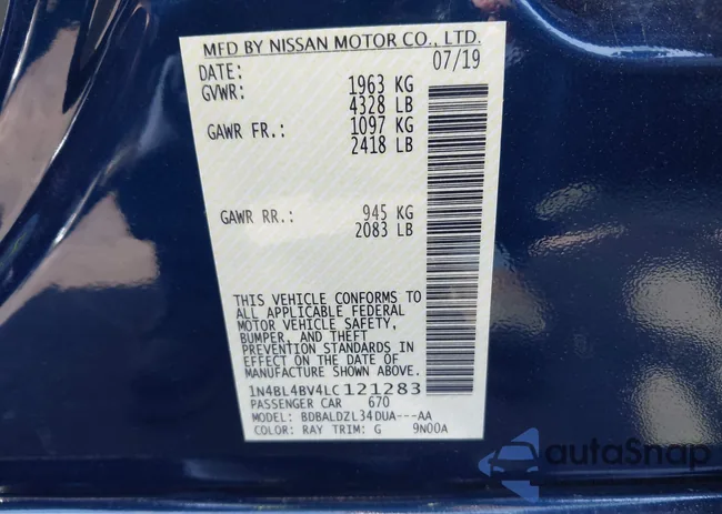 1N4BL4BV4LC121283: 44416337