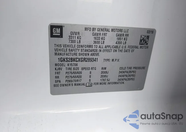 1GKS2BKCXGR289341: 44416359