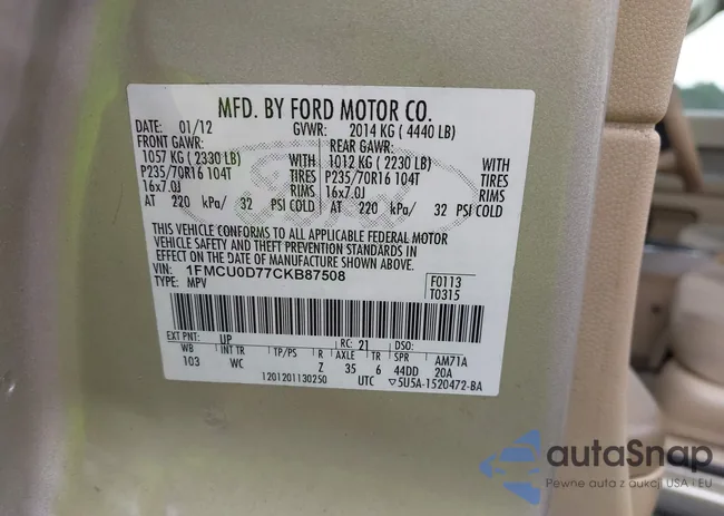 1FMCU0D77CKB87508: 44415645