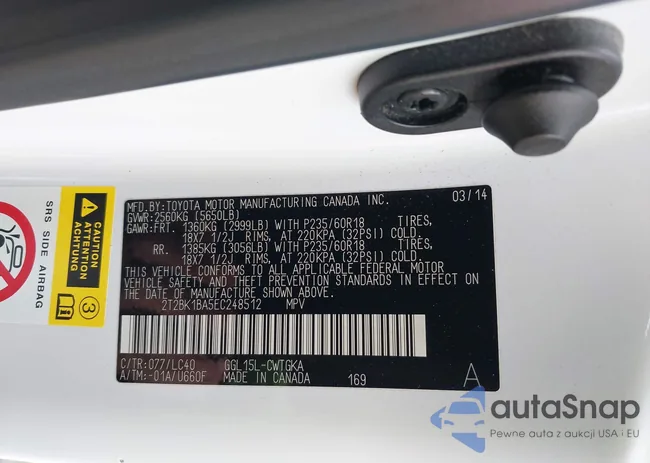 2T2BK1BA5EC248512: 44415665