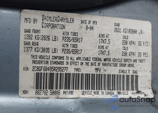 2C8GF68495R295277: 44415718