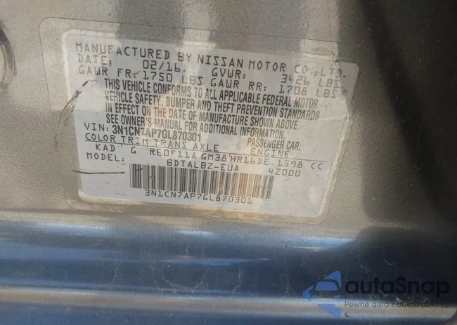 3N1CN7AP7GL870301: 44415800