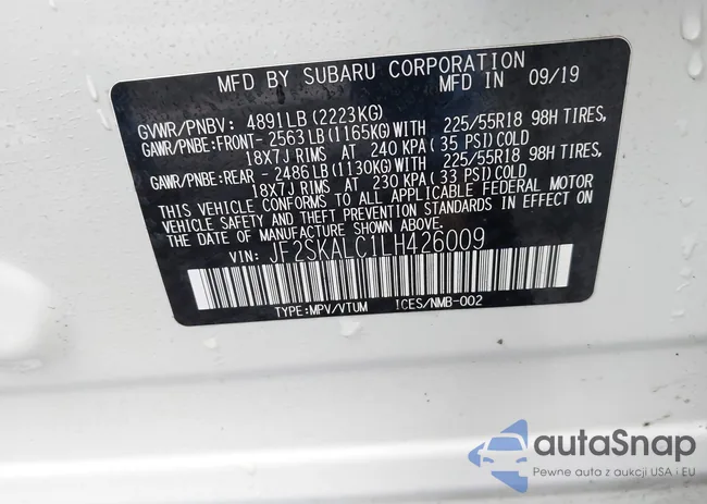 JF2SKALC1LH426009: 44416829