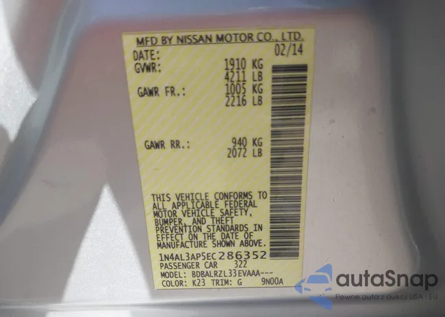 1N4AL3AP5EC286352: 44416964