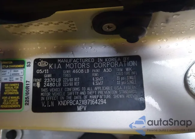 KNDPBCA2XB7164294: 44417003