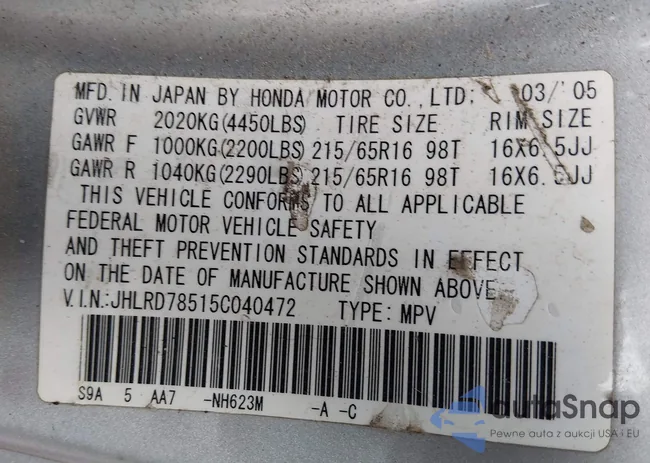 JHLRD78515C040472: 44417011