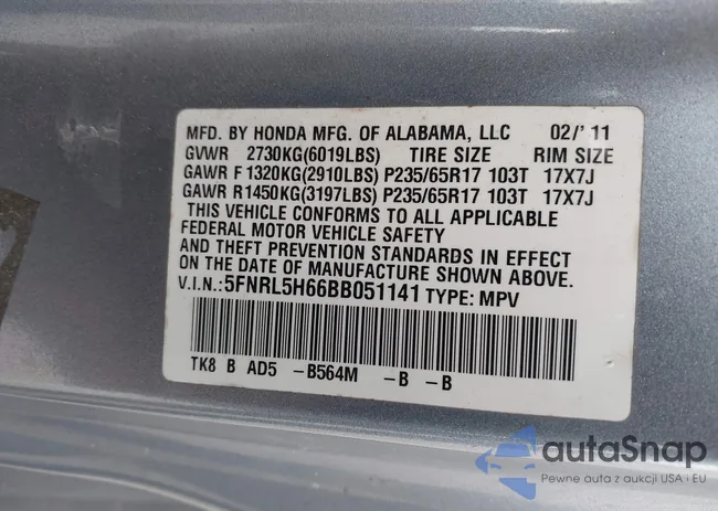 5FNRL5H66BB051141: 44417061