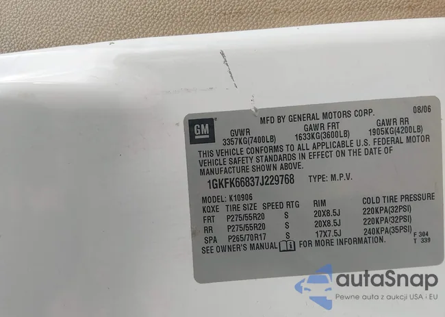 1GKFK66837J229768: 44417111