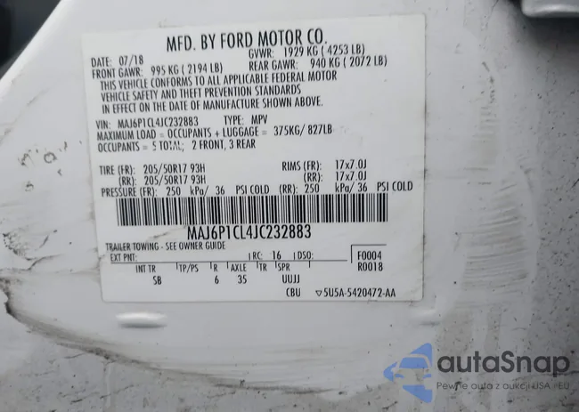 MAJ6P1CL4JC232883: 44417172