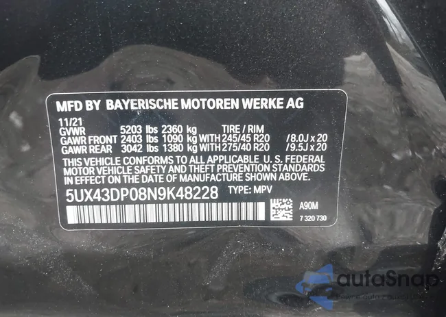 5UX43DP08N9K48228: 44417227