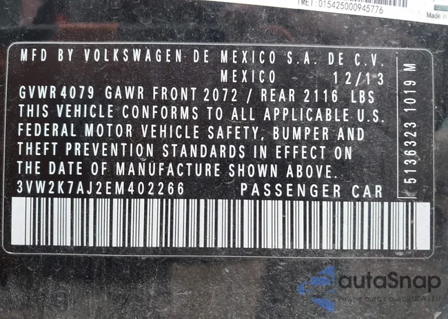 3VW2K7AJ2EM402266: 44416622