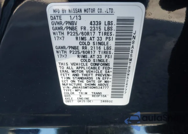 JN8AS5MT8DW524777: 44416735