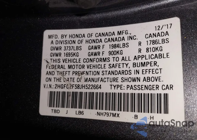 2HGFC2F58JH522664: 44417849