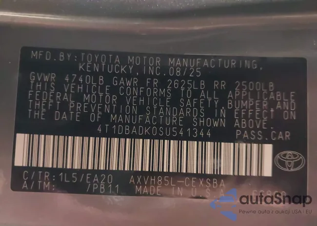 4T1DBADK0SU541344: 44417903