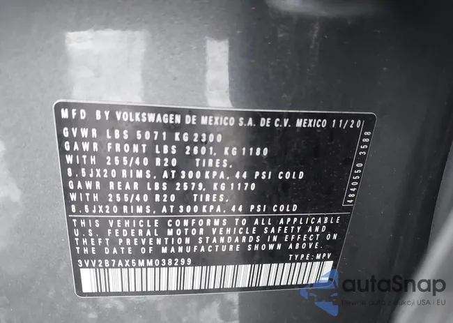 3VV2B7AX5MM038299: 44418190