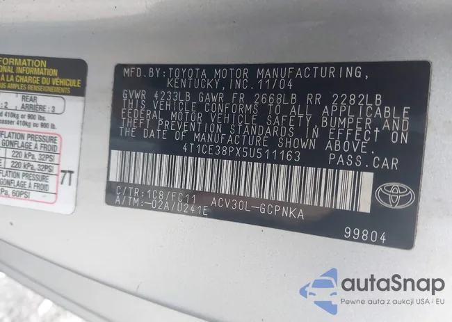 4T1CE38PX5U511163: 44418209