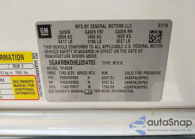 5GAKRBKD9EJ264783: 44417430