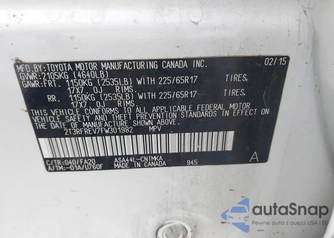 2T3RFREV7FW301982: 44417524