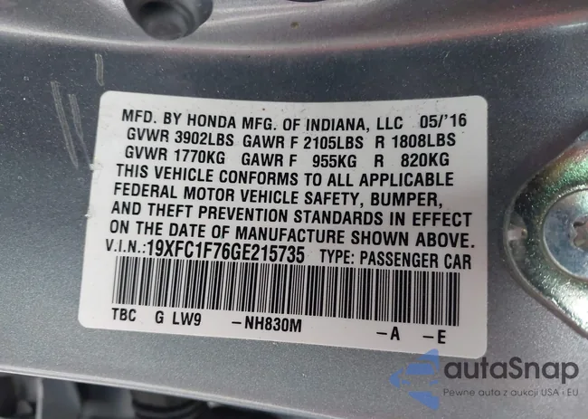 19XFC1F76GE215735: 44417536