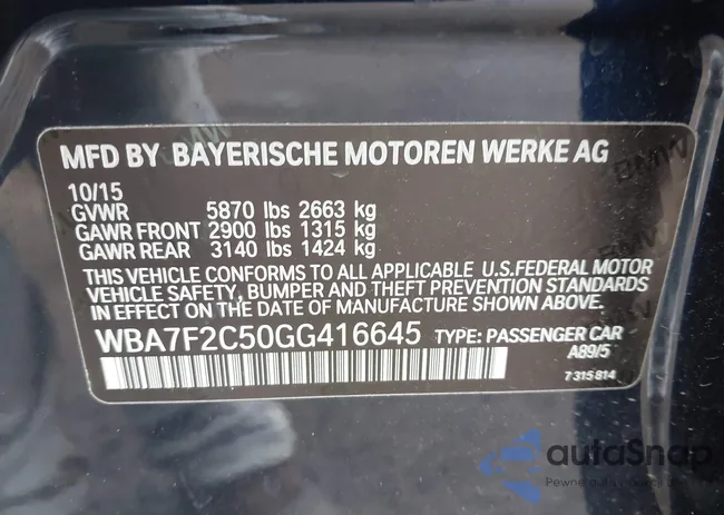 WBA7F2C50GG416645: 44417618