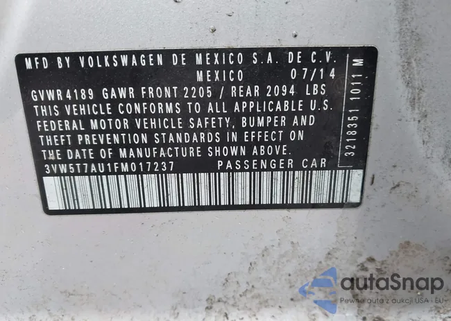 3VW5T7AU1FM017237: 44418992