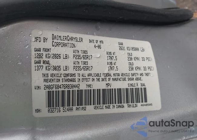 2A8GF68476R830442: 44419051