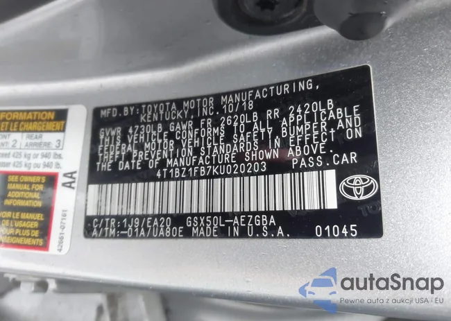 4T1BZ1FB7KU020203: 44419087