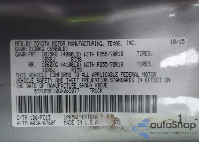 5TFUM5F10GX065077: 44418474