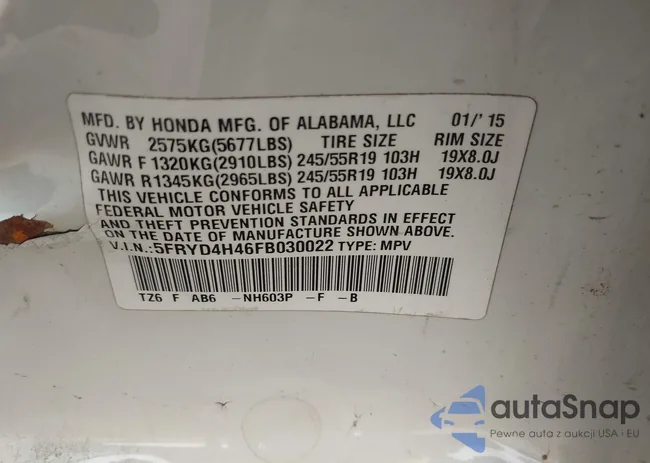 5FRYD4H46FB030022: 44418733