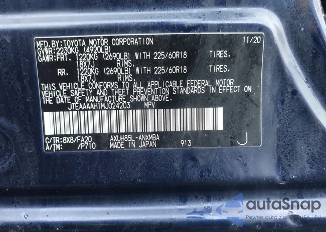 JTEAAAAH1MJ024203: 44419904