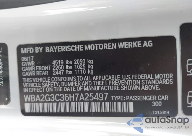 WBA2G3C36H7A25497: 44419951