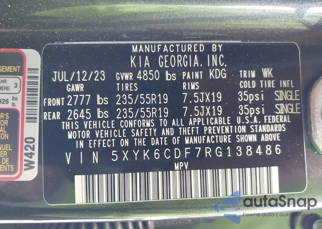 5XYK6CDF7RG138486: 44420080