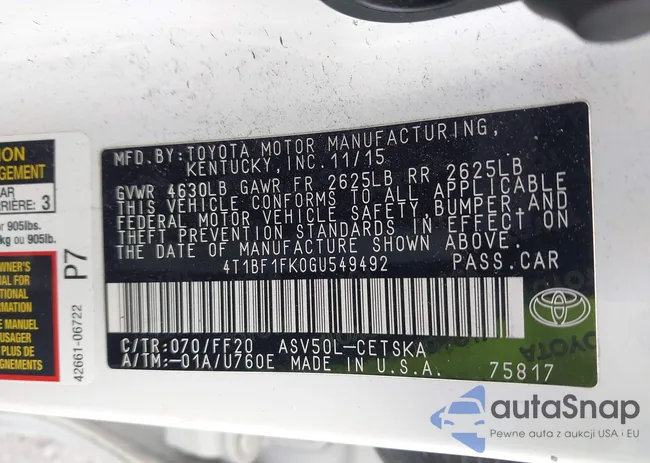 4T1BF1FK0GU549492: 44420240