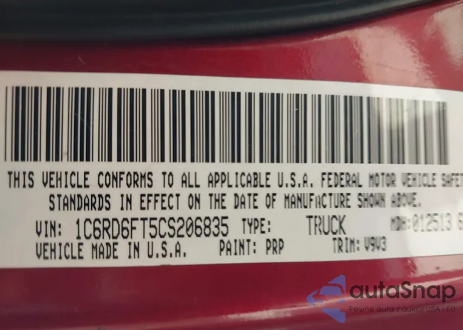 1C6RD6FT5CS206835: 44420301