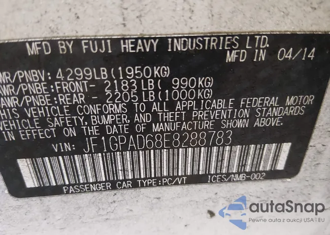 JF1GPAD68E8288783: 44420343