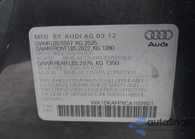 WA1DKAFPXCA102601: 44420383