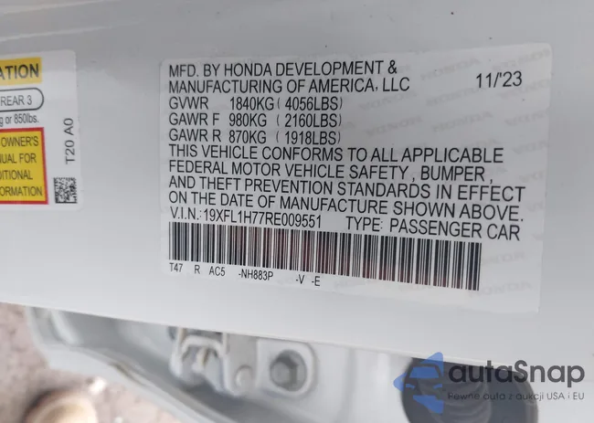 19XFL1H77RE009551: 44419424