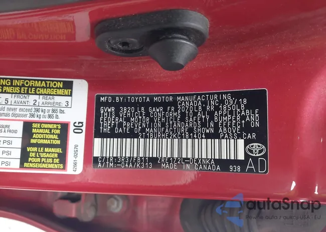 2T1BURHE2KC181404: 44419537