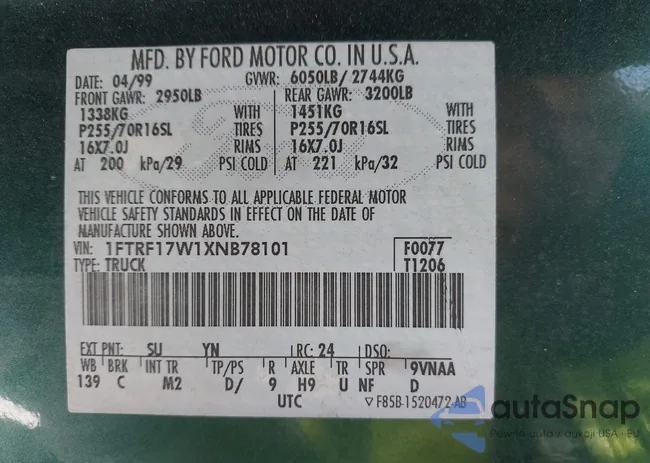 1FTRF17W1XNB78101: 44419761