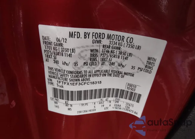 1FTFX1EF3CFC18315: 44420949