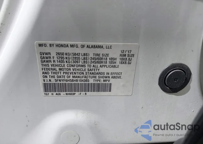 5FNYF6H58HB104365: 44421014