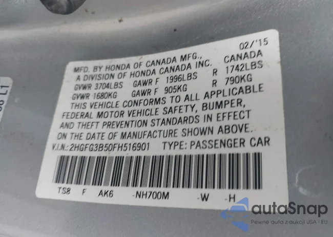 2HGFG3B50FH516901: 44421031